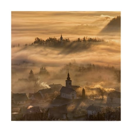 Ales Krivec 'Misty Morning City' Canvas Art,24x24